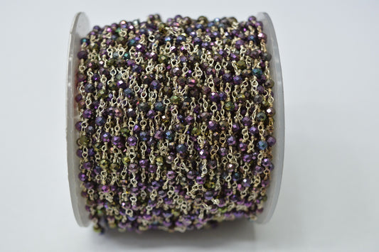 925 Gold Silver Rosary Chain with Stone - 3.00mm #3