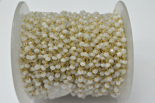 Stylish Rosary Chain - Moonstone 925 Gold Silver 3.00mm