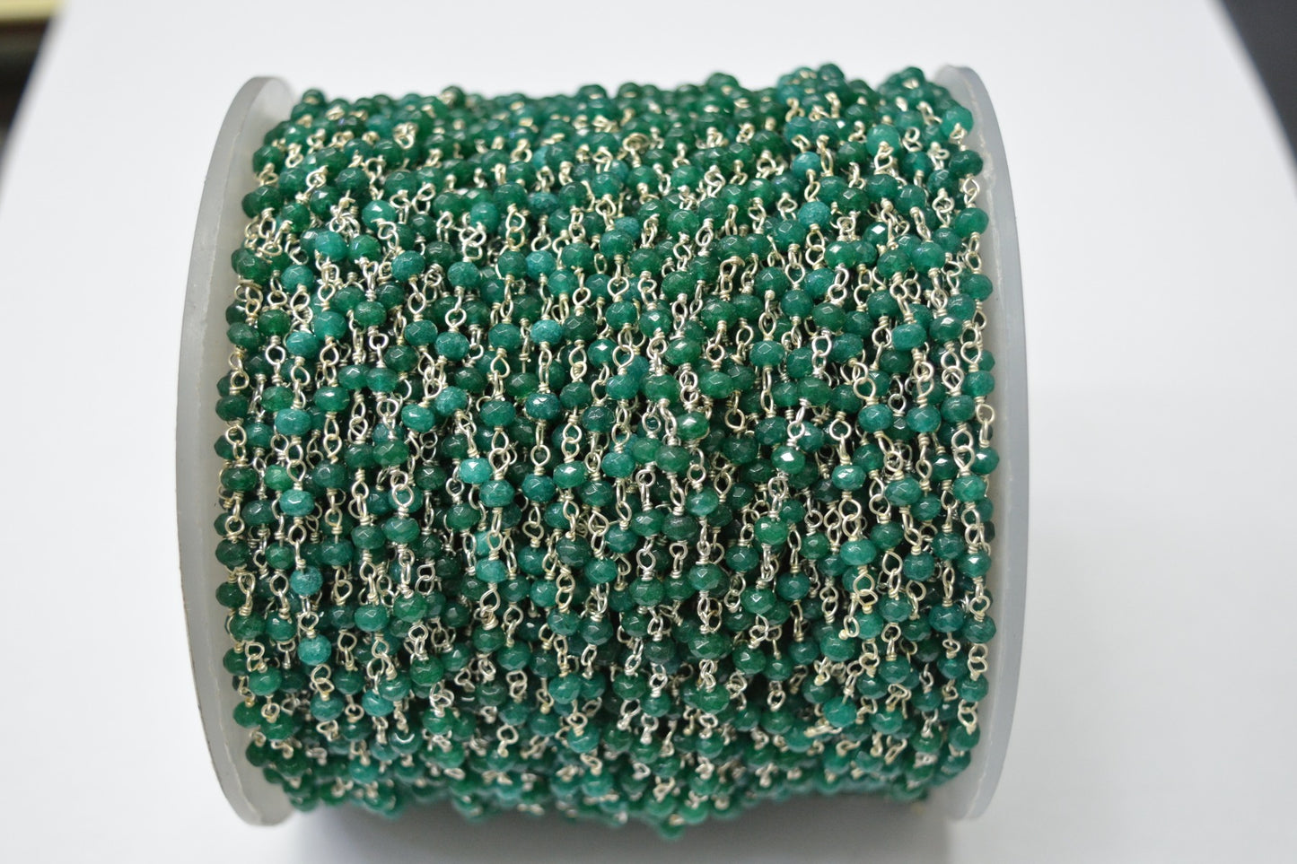 Emerald Rosary Chain - 925 Gold Silver, 3.00mm