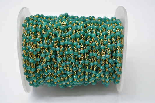 Chalcedony Rosary Chain - 925 Gold Silver, 3.00mm #6