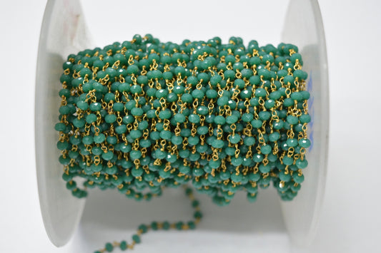 Beautiful Rosary Chain - Chalcedony 925 Gold Silver 3.00mm