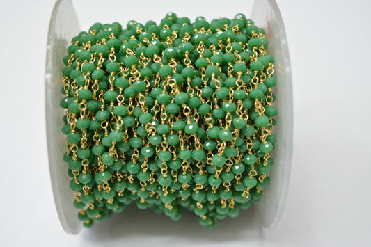 Emerald Rosary Chain - 925 Gold Silver, 3.00mm #2