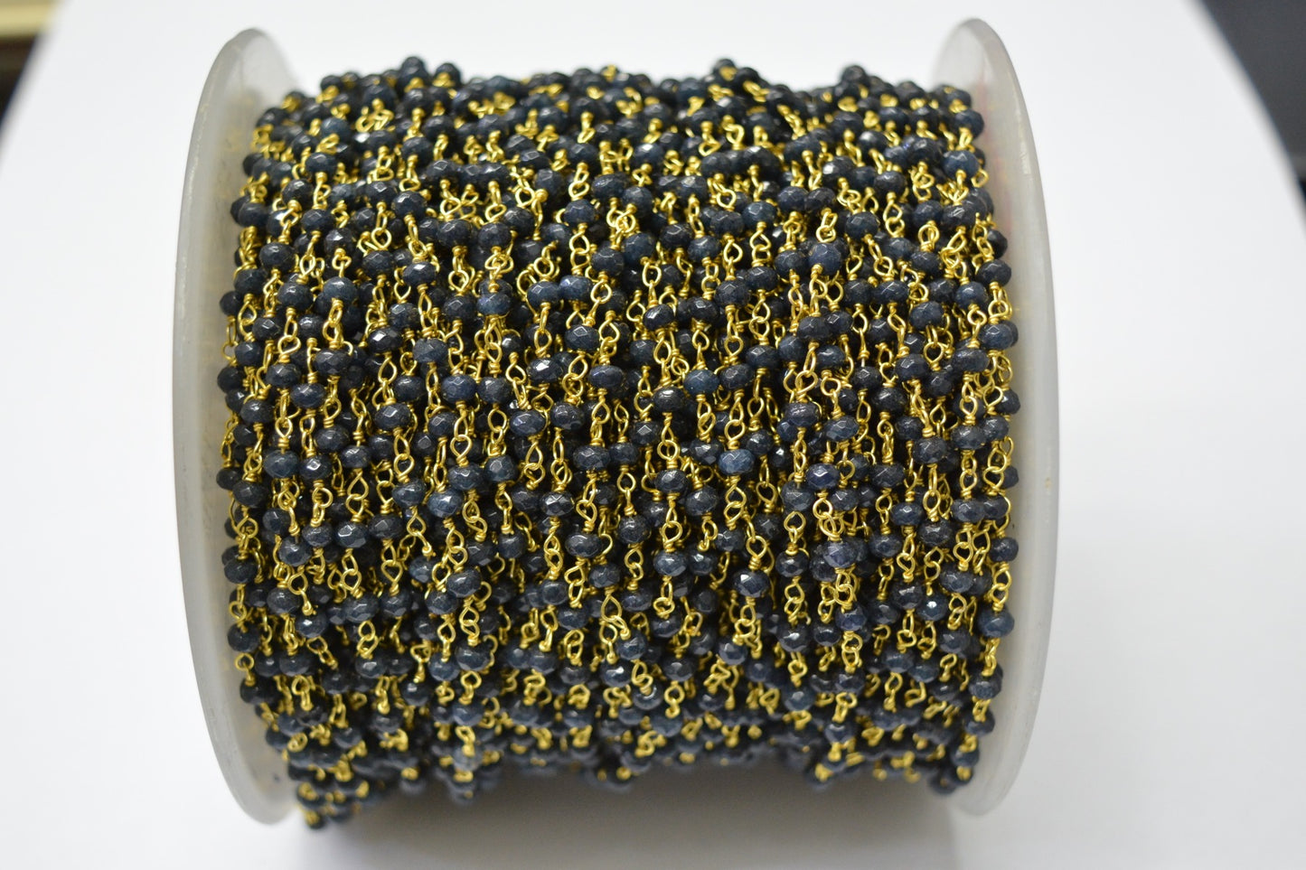 Stylish 925 Gold Silver Rosary Chain - Sapphire 3.00mm