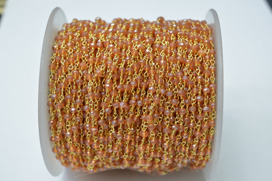 925 Gold Silver Rosary Chain with Crystal - 3.00mm #3