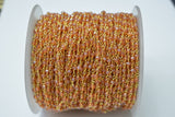 Orange Crystal Coated Rosary Chain, 925 Sterling Silver, 3mm Faceted