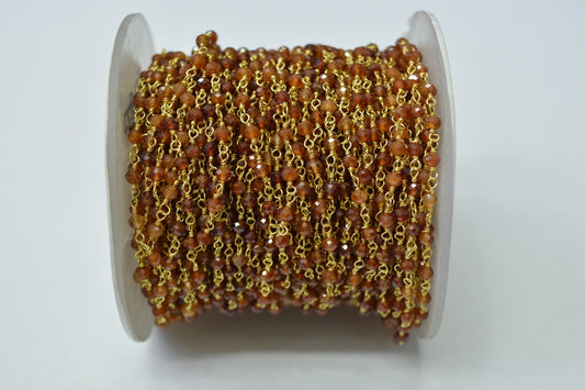 Stylish Stone Rosary Chain in 925 Gold Silver - 3.00mm