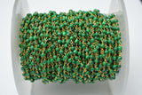 Malachite Rosary Chain, 925 Sterling Silver, 3mm Smooth