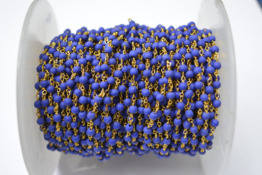 Lapis Rosary Chain - 925 Gold Silver, 3.00mm