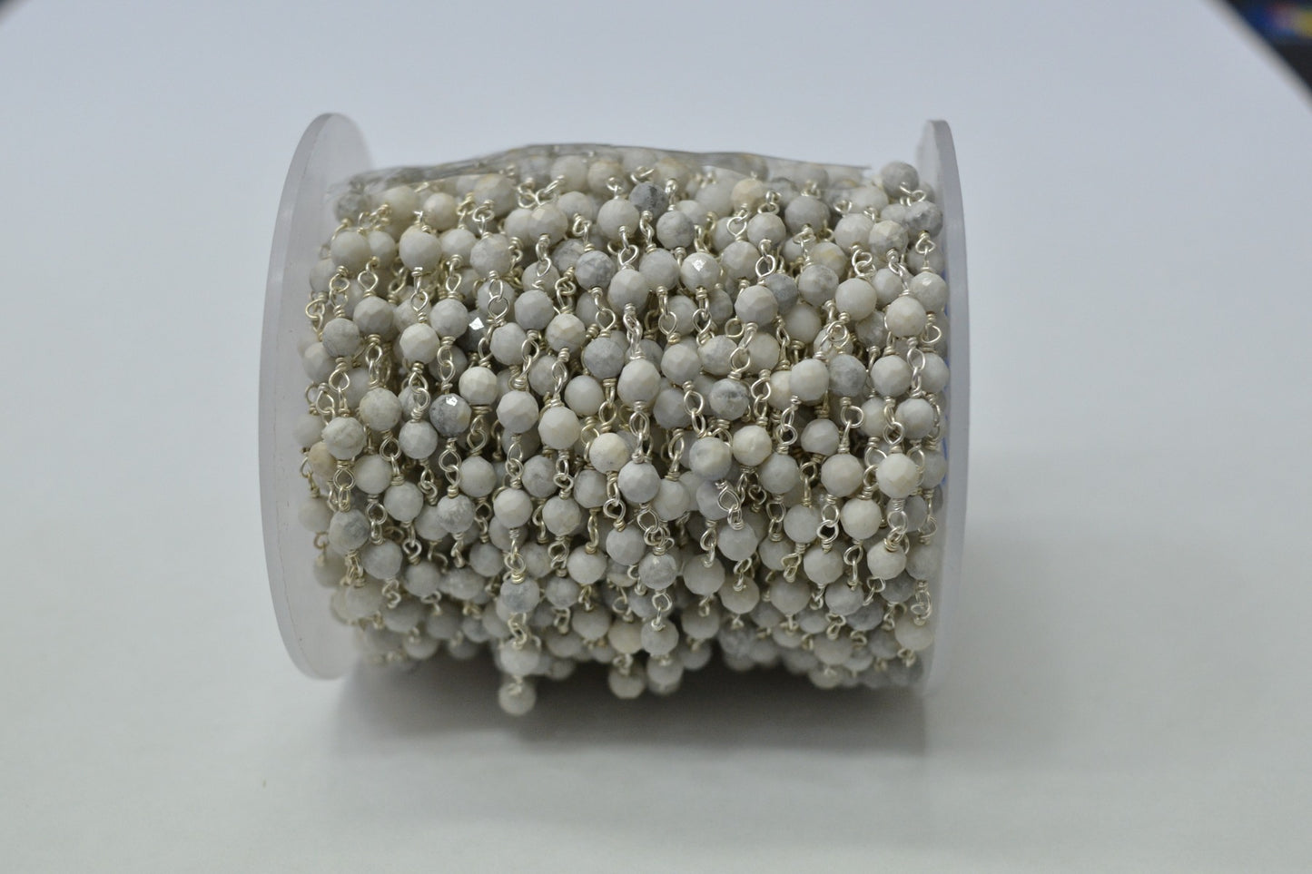 Artisan Stone Rosary Chain in 925 Gold Silver - 3.00mm