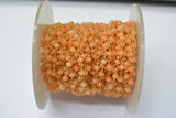 Orange Chalcedony Rosary Chain, 925 Sterling Silver, 3mm Faceted