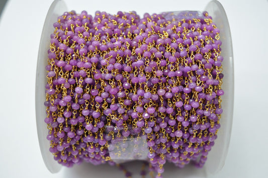 Chalcedony Rosary Chain - 925 Gold Silver, 3.00mm #7