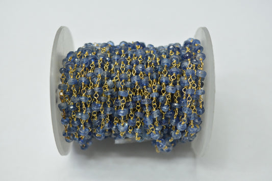 925 Gold Silver Rosary Chain with Kyanite - 3.00mm