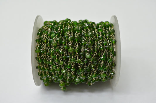 Beautiful Rosary Chain - Stone 925 Gold Silver 3.00mm