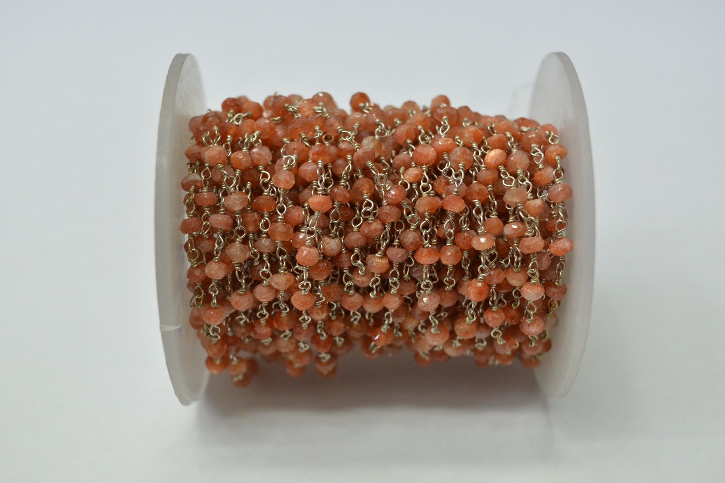 Sun Stone Rosary Chain - 925 Gold Silver, 3.00mm