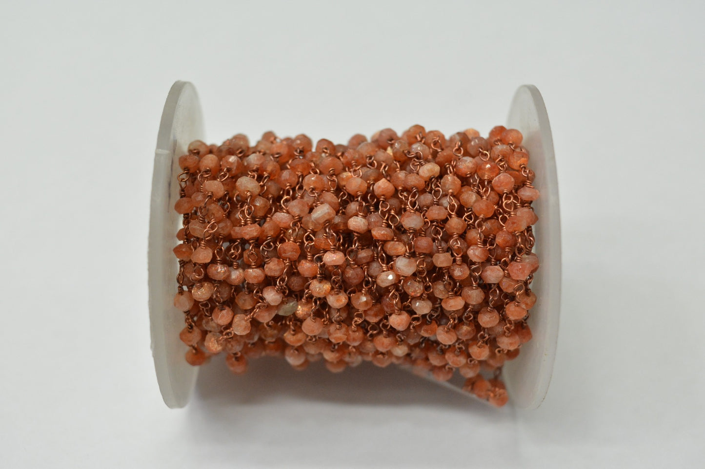 Sun Stone Rosary Chain - 925 Gold Silver, 3.00mm