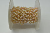 Pink Opal Rosary Chain, 925 Sterling Silver, 3mm Faceted
