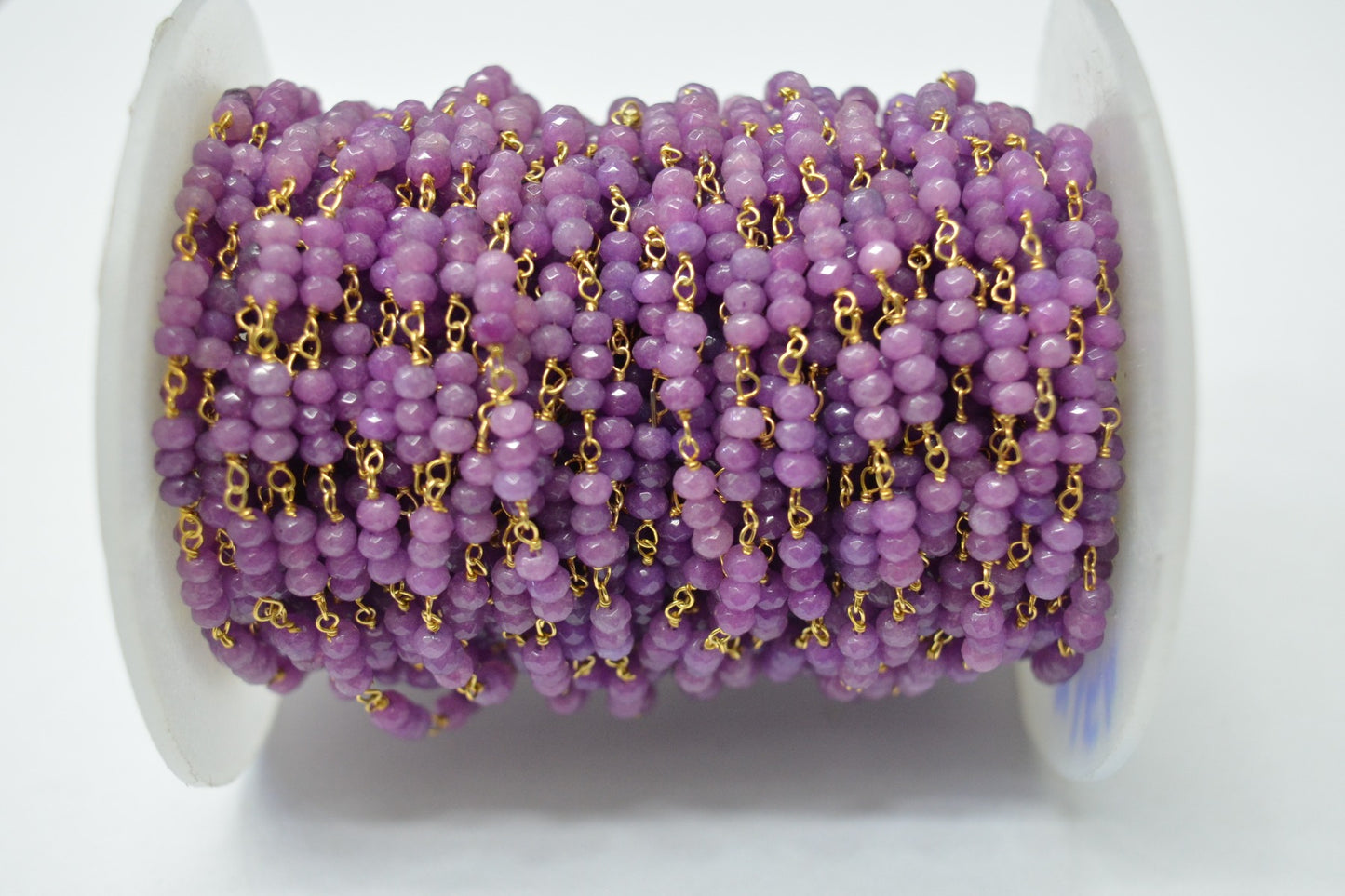 Artisan Chalcedony Rosary Chain in 925 Gold Silver - 3.00mm