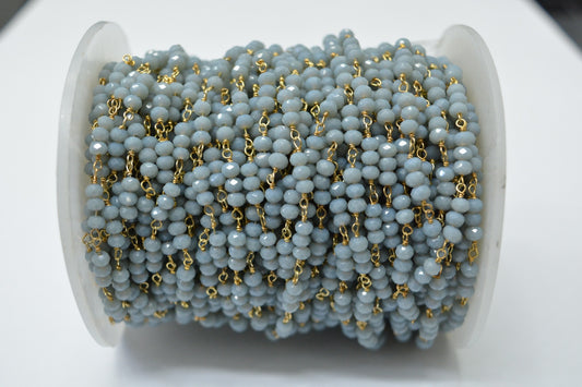 Chalcedony Rosary Chain - 925 Gold Silver, 3.00mm #11