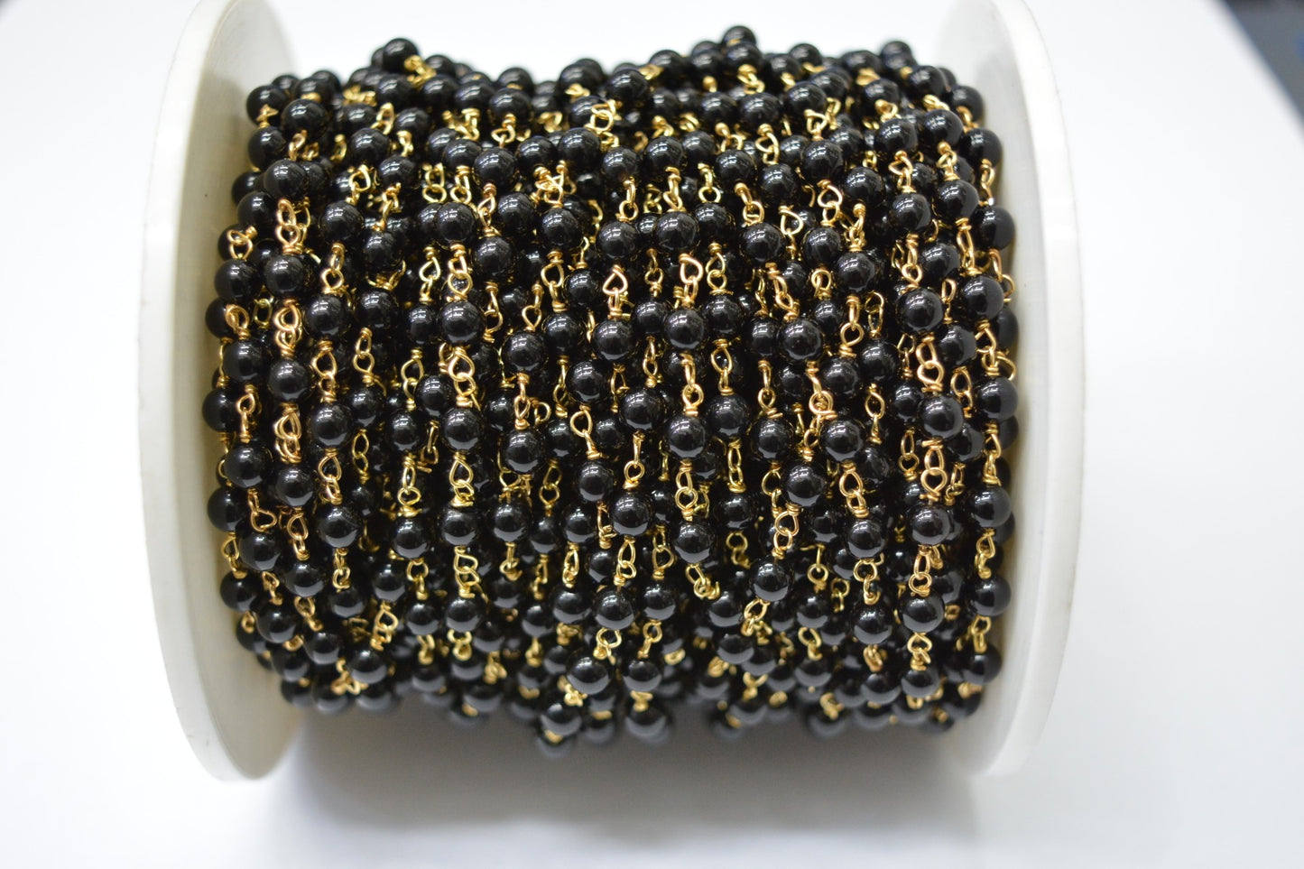 Beautiful Rosary Chain - Onyx 925 Gold Silver 4.00mm