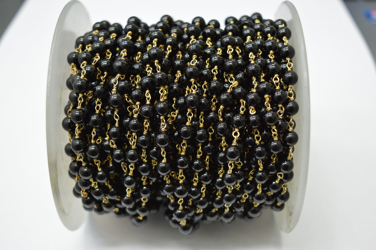 Beautiful Rosary Chain - Onyx 925 Gold Silver 4.00mm