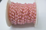 Pink Quartz Rosary Chain, 925 Sterling Silver, 5mm Smooth