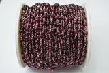 Garnet Rosary Chain, 925 Sterling Silver, 5mm Smooth