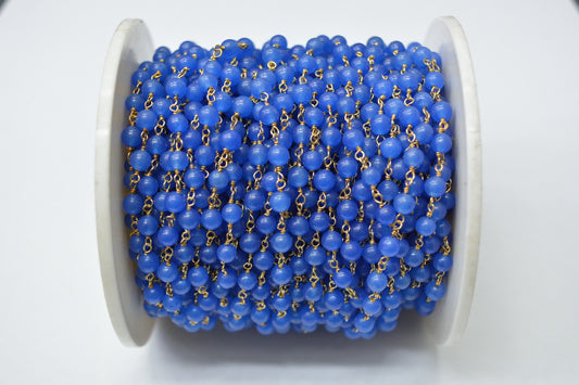 Stylish Chalcedony Rosary Chain in 925 Gold Silver - 5.00mm