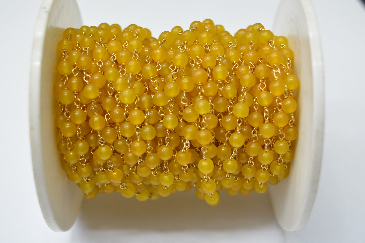 Gorgeous Chalcedony Rosary Chain in 925 Gold Silver - 5.00mm