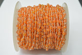 Carnelian Rosary Chain, 925 Sterling Silver, 5mm Smooth