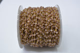 Brown Chalcedony Rosary Chain, 925 Sterling Silver, 3mm Faceted