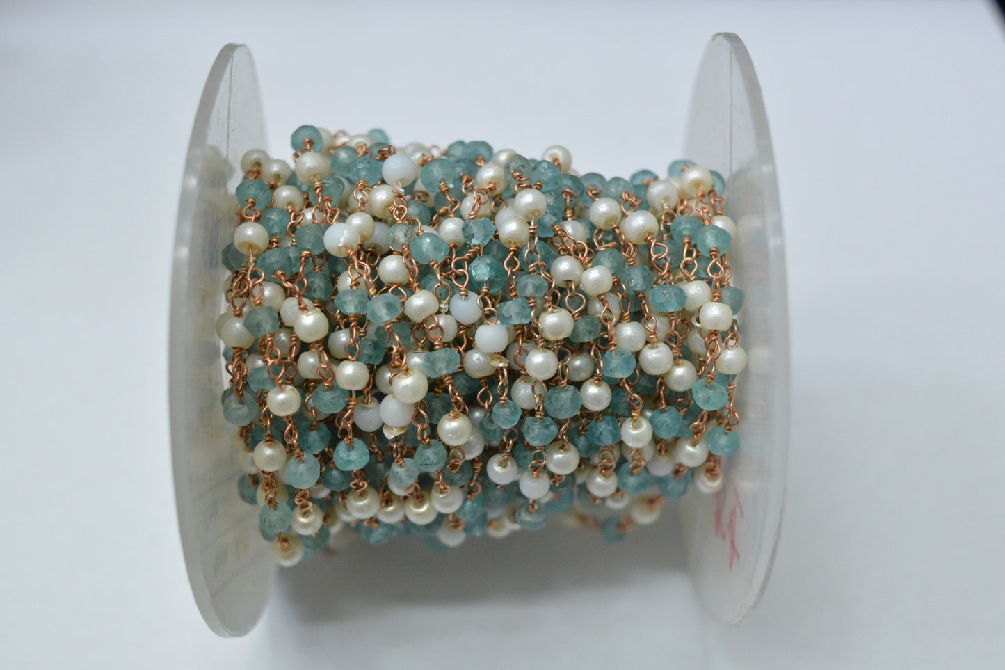 925 Gold Silver Rosary Chain with Pearl - 3.00mm