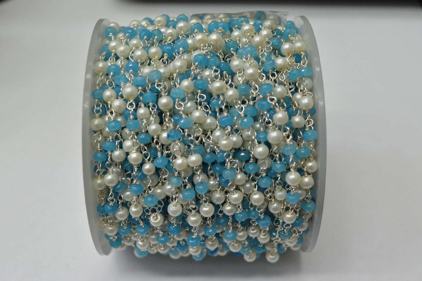 Chalcedony Rosary Chain - 925 Gold Silver, 3.00mm #13