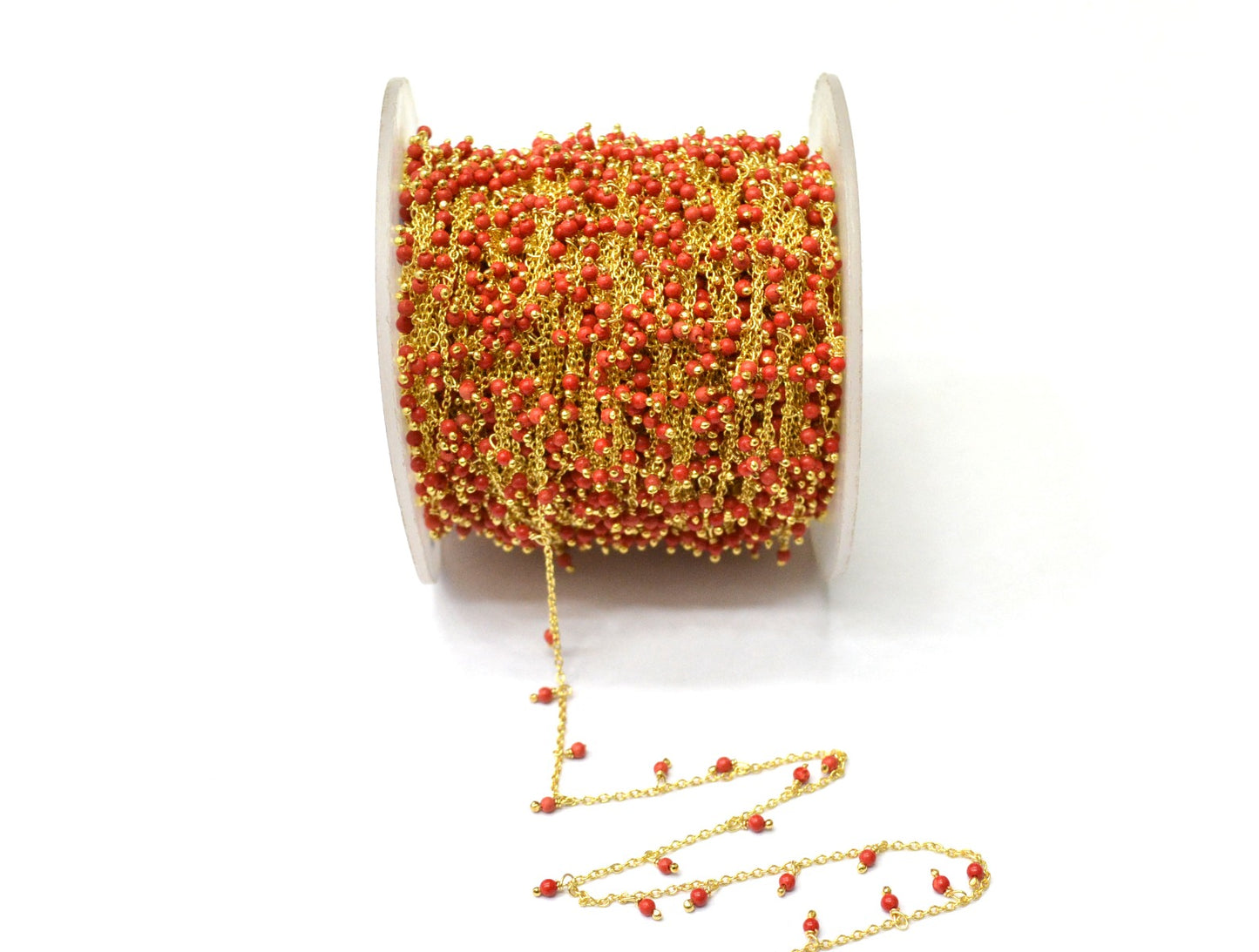 Classic 925 Silver Gold Rosary Chain - Coral 2mm