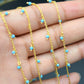 925 Silver Gold Rosary Chain with Turquoise - 2mm