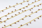 Handmade Garnet Rosary Chain in 925 Silver Gold - 2mm