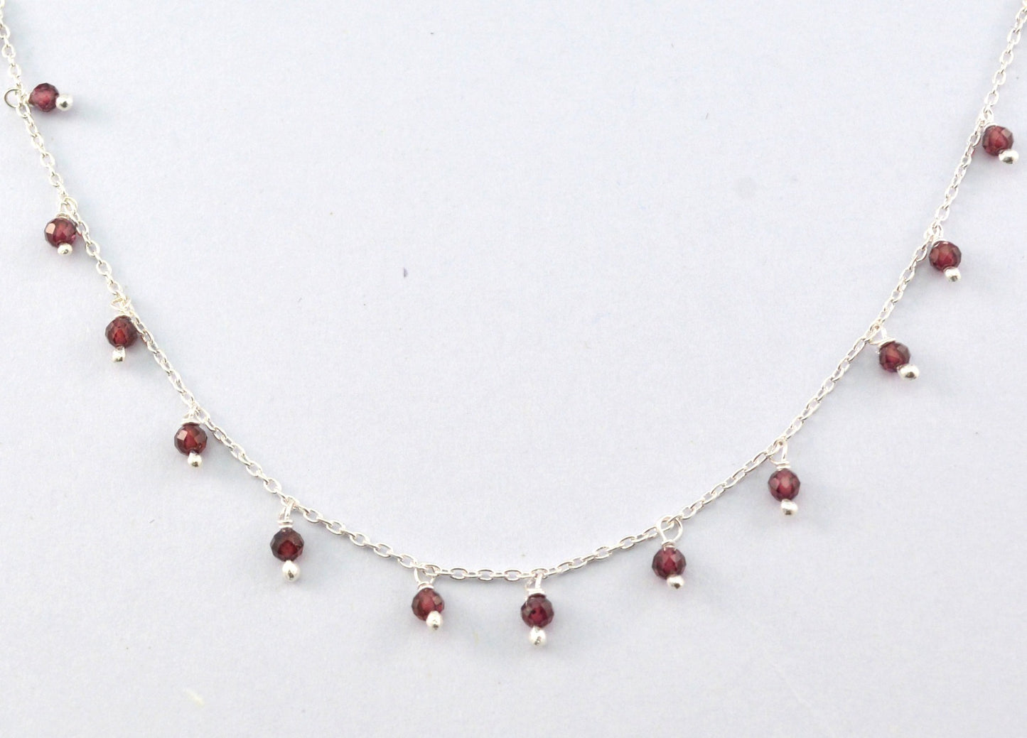 Handmade Garnet Rosary Chain in 925 Silver Gold - 2mm