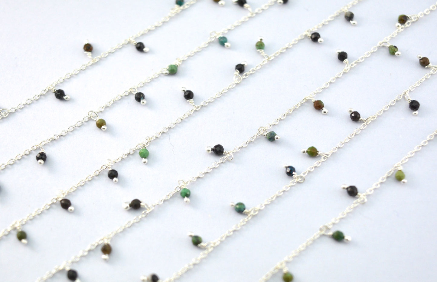 Vintage 925 Silver Gold Rosary Chain - Turquoise 2mm