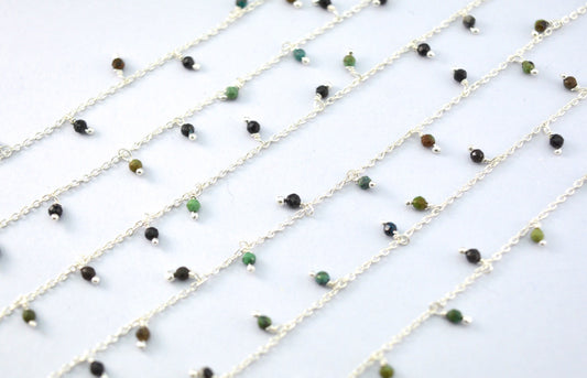 Vintage 925 Silver Gold Rosary Chain - Turquoise 2mm