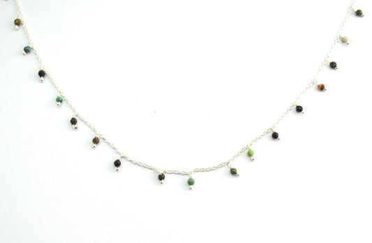 Turquoise Rosary Chain, 925 Sterling Silver, 2mm Faceted - view 3
