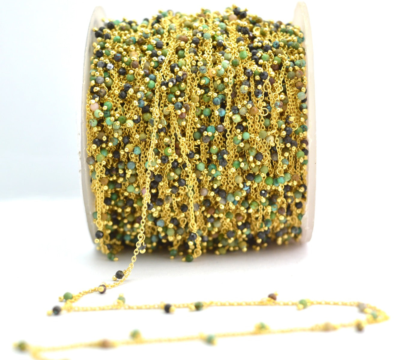 Vintage 925 Silver Gold Rosary Chain - Turquoise 2mm