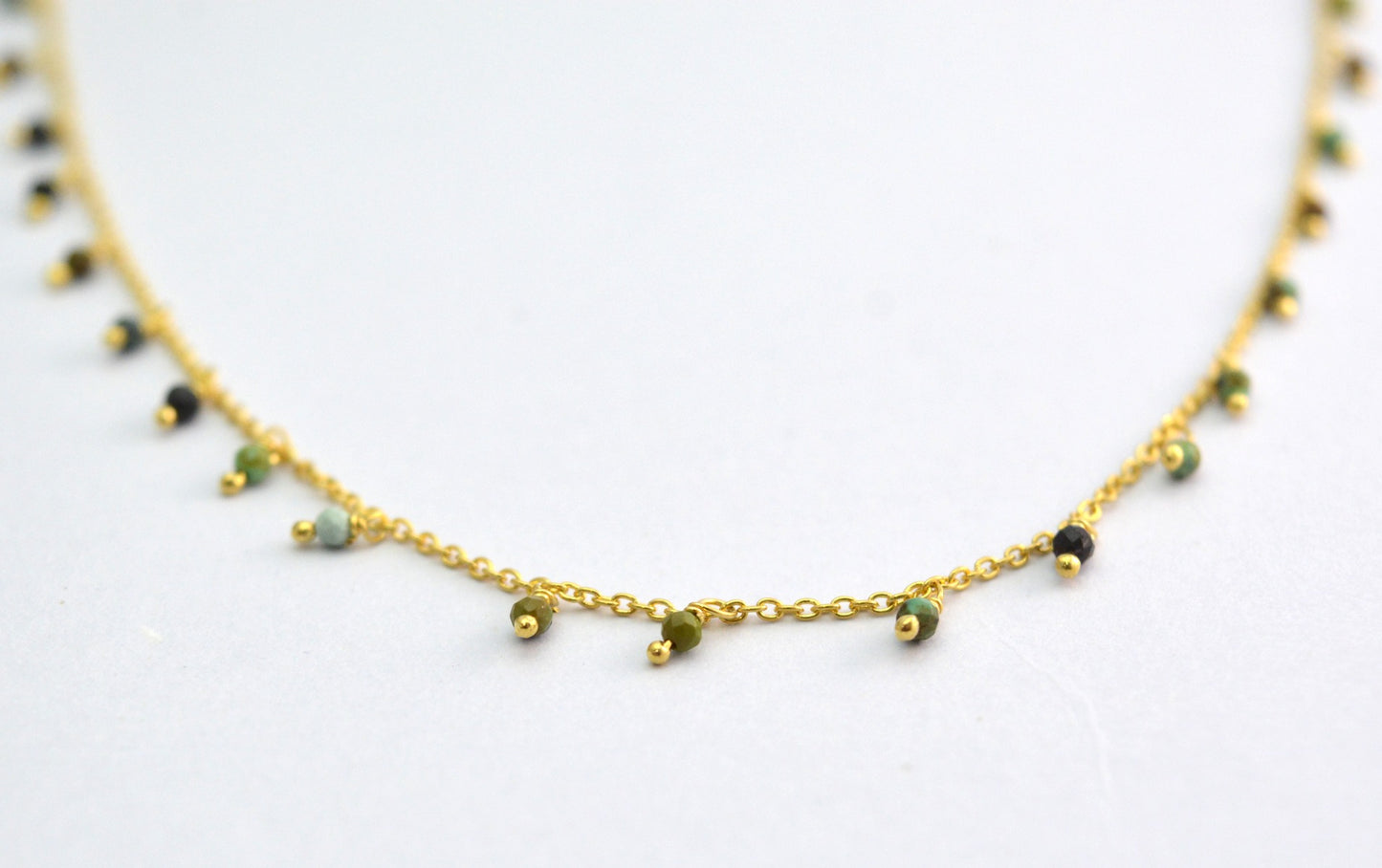 Vintage 925 Silver Gold Rosary Chain - Turquoise 2mm