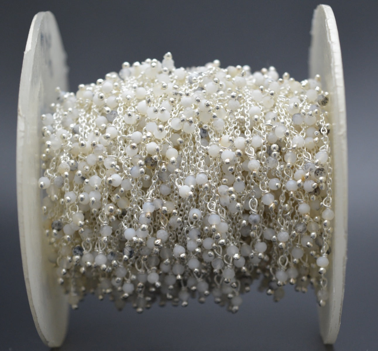 Moonstone Rosary Chain - 925 Silver Gold, 2mm #2