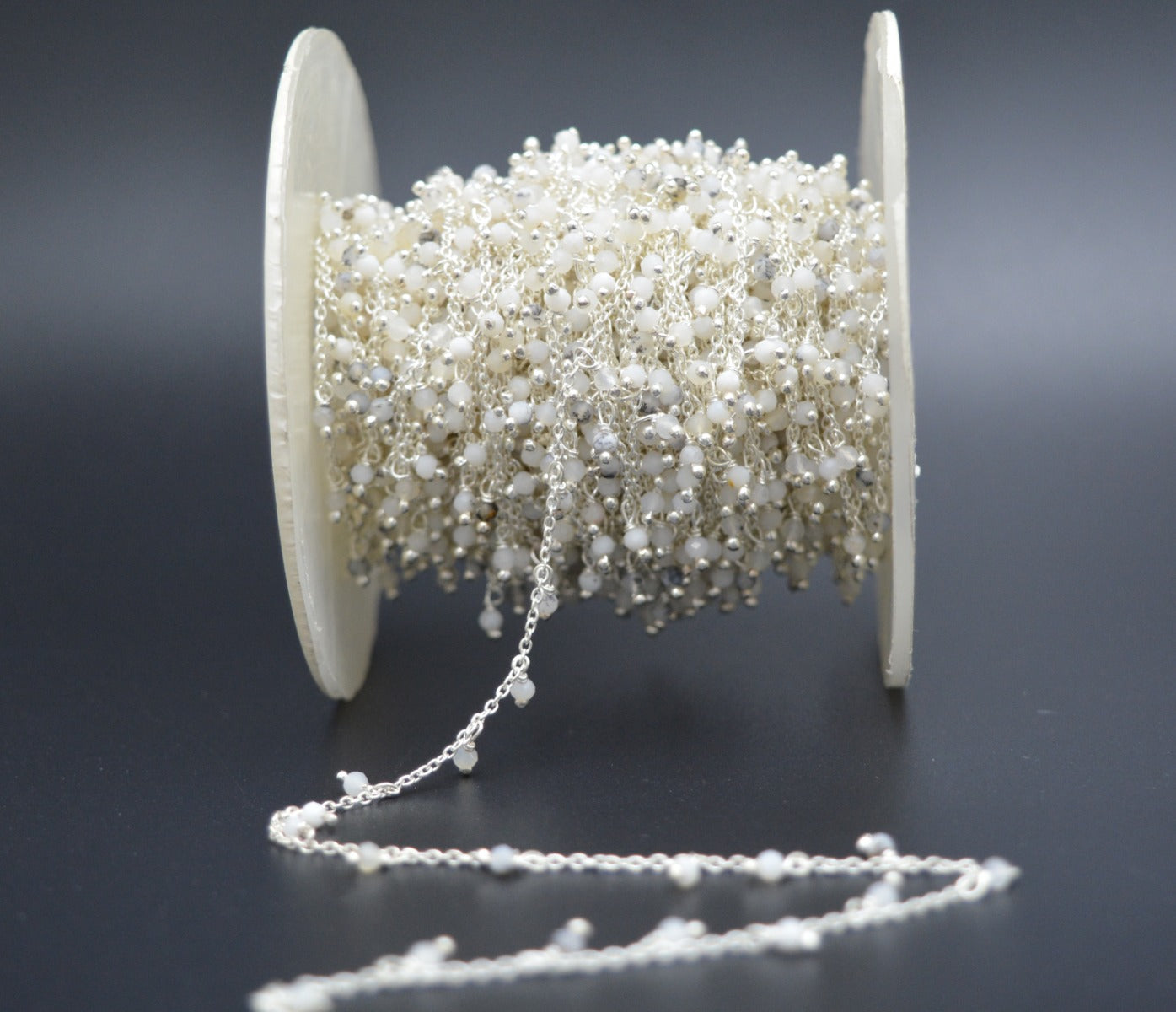 Moonstone Rosary Chain - 925 Silver Gold, 2mm #2