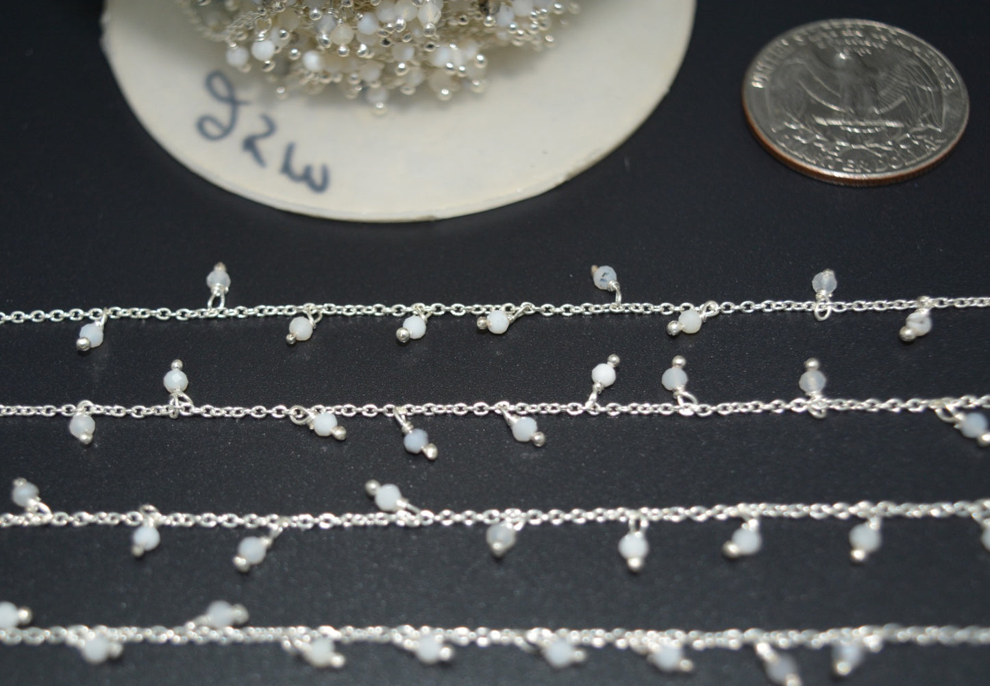 Moonstone Rosary Chain - 925 Silver Gold, 2mm #2