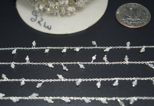 Moonstone Rosary Chain - 925 Silver Gold, 2mm #2