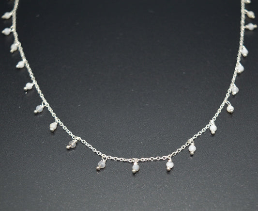 White Moonstone Rosary Chain, 925 Sterling Silver, 2mm Smooth - view 3