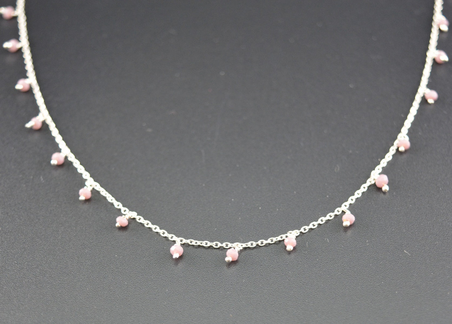 Chalcedony Rosary Chain - 925 Silver Gold, 2mm #7