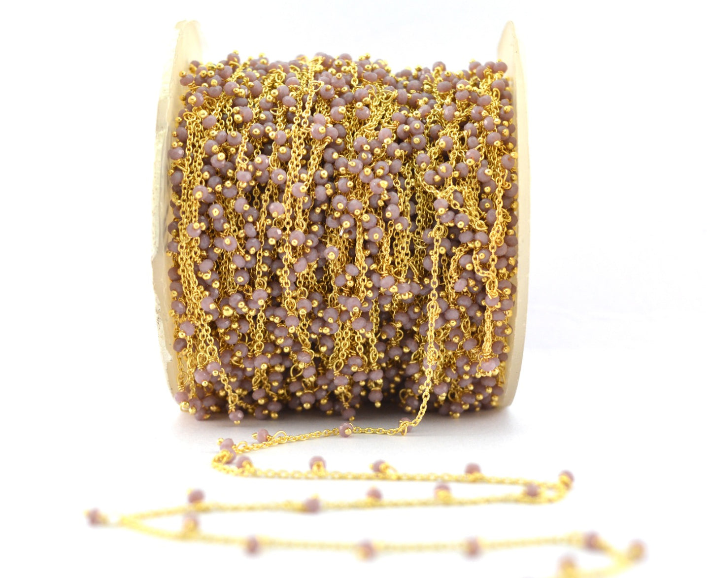 Chalcedony Rosary Chain - 925 Silver Gold, 2mm #7