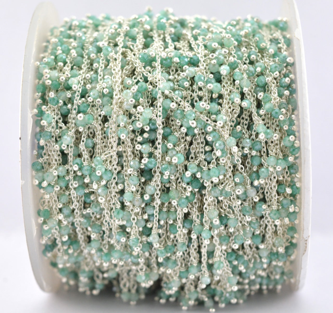 Stylish Stone Rosary Chain in 925 Silver Gold - 2mm