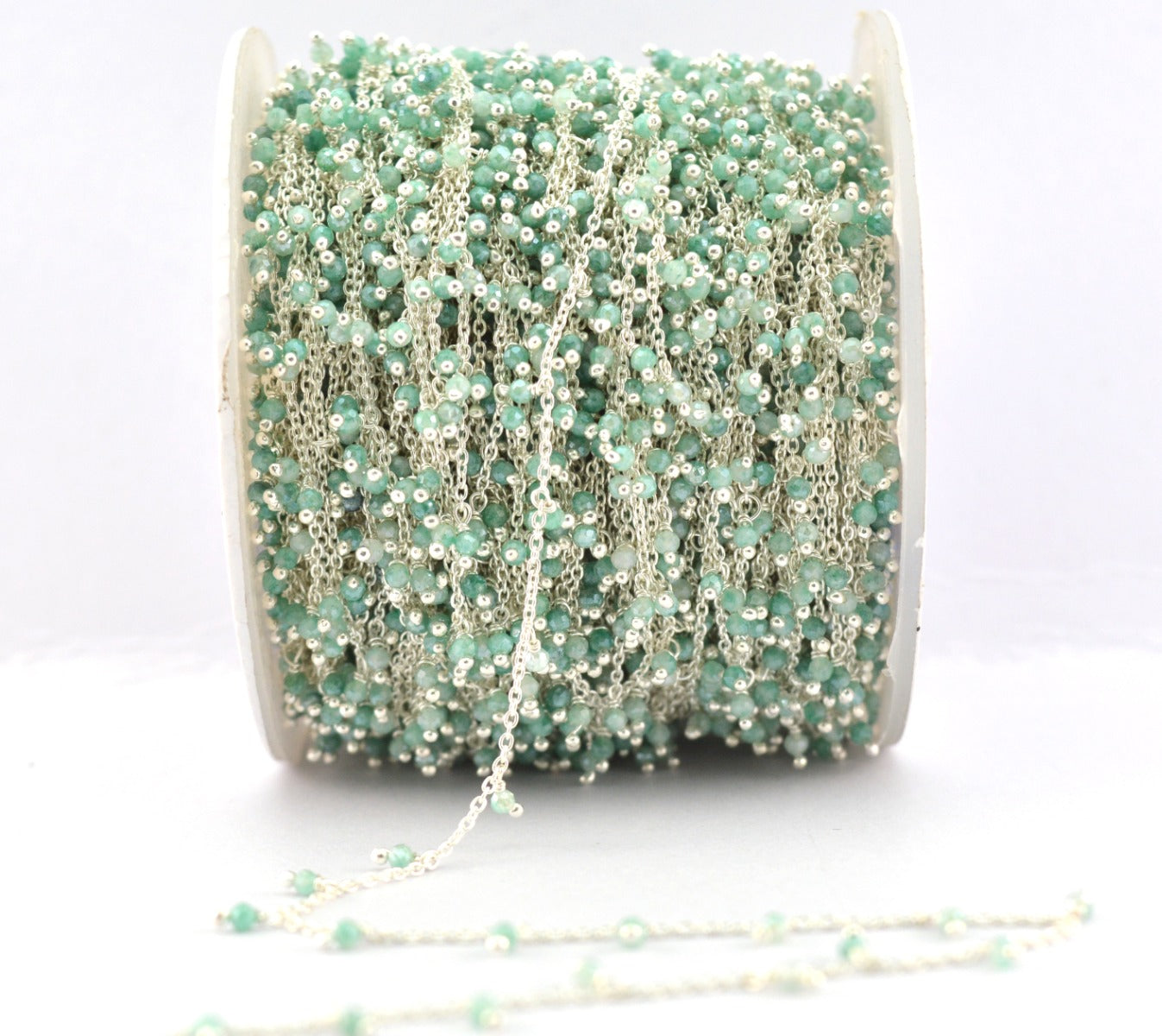 Stylish Stone Rosary Chain in 925 Silver Gold - 2mm